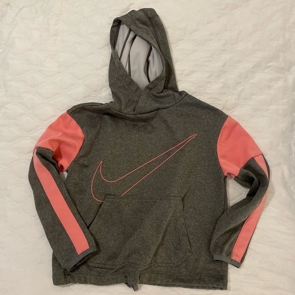 Gray Nike Hoodie with pink trim. Size M - Picture 1 of 6
